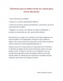 Elementos que se deben tomar en cuenta para tomar decisiones