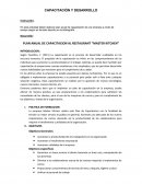 PLAN ANUAL DE CAPACITACION AL RESTAURANT “MASTER KITCHEN”