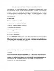 ECUACIONES EQUIVALENTES EN INTERÉS SIMPLE E INTERÉS COMPUESTO. Página 1