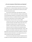 ¿Por qué es importante la Política Exterior para Guatemala?