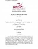 Actividad: Investigación bibliográfica sobre las cualidades que debe desarrollar un psicólogo