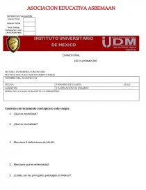 EXAMEN FINAL 1ER CUATRIMESTRE MATERIA: ENFERMERIA COMUNITARIA. Página 1