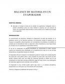Balance de materia en un evaporador