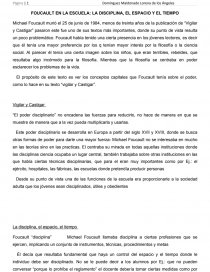 FOUCAULT EN LA ESCUELA: LA DISCIPLINA, EL ESPACIO Y EL TIEMPO. Página 1