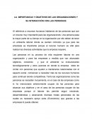 LA IMPORTANCIA Y OBJETIVOS DE LAS ORGANIZACIONES Y SU INTERACCIÓN CON LAS PERSONAS