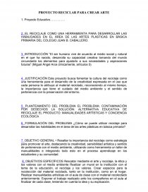PROYECTO RECICLAR PARA CREAR ARTE. Página 1