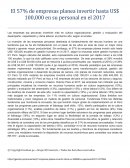 El 57% de empresas planea invertir hasta US$ 100,000 en su personal en el 2017