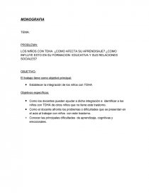 LOS NIÑOS CON TDHA ¿COMO AFECTA SU APRENDISAJE? ¿COMO INFLUYE ESTO EN SU FORMACION EDUCATIVA Y SUS RELACIONES SOCIALES?. Página 1