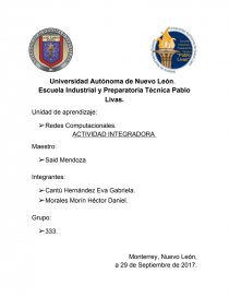Redes Computacionales. ACTIVIDAD INTEGRADORA. Página 1