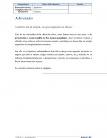 Artículo sobre educación física. Página 1