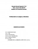 INFORME DE LA OBSERVACIÓN EN EL AULA.