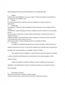 Capacitacion PROCEDIMIENTO REALIZACIÓN PRUEBA DE ALCOHOLIMETRÍA. Página 1