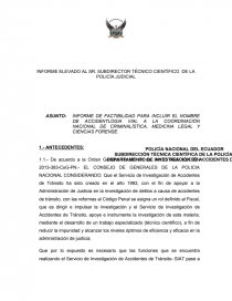 INFORME ELEVADO AL SR. SUBDIRECTOR TÉCNICO CIENTÍFICO DE LA POLICÍA JUDICIAL. Página 1