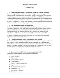 Preguntas de Investigación Calidad Total. Página 1