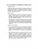 APOYO QUE RECIBE LA UNIVERSIDAD DE GUADALAJARA