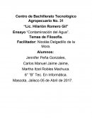 Ensayo “Contaminación del Agua”. Temas de Filosofía