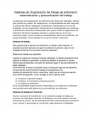 Sistemas de Organización del trabajo de enfermería: sistematización y protocolización del trabajo