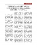 LA NUEVA INCIDENCIA NEGATIVA EN LA ECONOMIA COLOMBIANA DE LA CRISIS DE VENEZUELA.