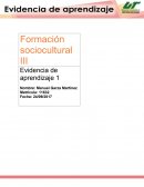 Formación sociocultural III Evidencia de aprendizaje