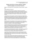 Análisis del artículo de Dania Palacios, titulado Violencia golpea a la juventud mexicana