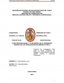 PROYECTO DE INVESTIGACION: CLIMA ORGANIZACIONAL Y SU INCIDENCIA EN EL DESEMPEÑO LABORAL DE LOS TRABAJADORES DE MIBANCO-CUSCO