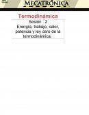 Termodinamica. Sesión : 2 Energía, trabajo, calor, potencia y ley cero de la termodinámica.