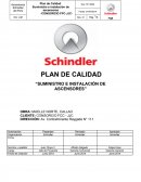 PLAN DE CALIDAD “SUMINISTRO E INSTALACIÓN DE ASCENSORES”