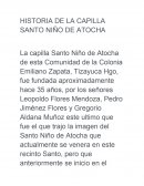 HISTORIA DE LA CAPILLA SANTO NIÑO DE ATOCHA