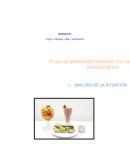 Bebidas y sanguches en envases con diseño llamativo y único.