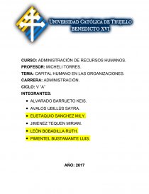 CAPITAL HUMANO EN LAS ORGANIZACIONES.. Página 1