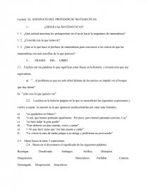 Lectura: EL ASESINATO DEL PROFESOR DE MATEMÁTICAS - Tareas - José Manuel Sáez Lectura: EL ASESINATO DEL PROFESOR DE MATEMÁTICAS - Tareas - José Manuel Sáez