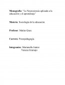 Monografía: “La Neurociencia aplicada a la educación y el aprendizaje”