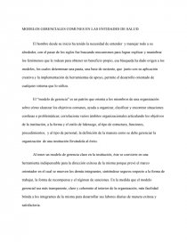 MODELOS GERENCIALES COMUNES EN LAS ENTIDADES DE SALUD. Página 1