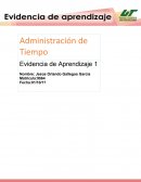 Administración del tiempo. Evidencia de aprendizaje