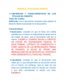 DEFINICION Y CARACTERISTICAS DE LOS TÍTULOS DE CRÉDITO