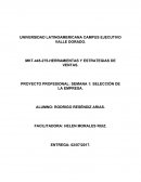 PROYECTO PROFESIONAL: SEMANA 1: SELECCIÓN DE LA EMPRESA