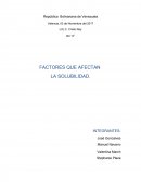 FACTORES QUE AFECTAN LA SOLUBILIDAD