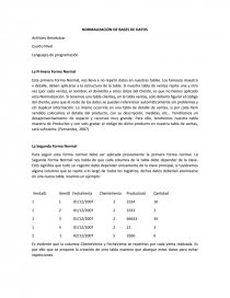 Lenguajes de programación La Primera Forma Normal. Página 1
