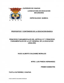 PRINCIPIOS FUNDAMENTALES DEL ARTÍCULO 3º Y PRINCIPIOS FUNDAMENTALES DE LA LEY GENERAL DE LA EDUCACION (ANALISIS). Página 1