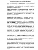 DOCUMENTO PRIVADO.- CONTRATO DE ARREDAMIENTO