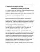 EL METODO DE LAS CIENCIAS SOCIALES “OPINION VERSUS OBSERVACION CIENTIFICA”