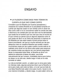 LA FILOSOFIA COMO BASE PARA TOMAR EN CUENTA LO QUE DICE COMO CIERTO. Página 1