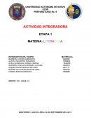 ACTIVIDAD INTEGRADORA ETAPA 1 MATERIA: LITERATURA