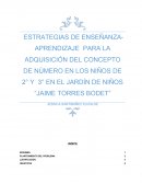 ESTRATEGIAS DE ENSEÑANZA-APRENDIZAJE PARA LA ADQUISICIÓN DEL CONCEPTO DE NÚMERO EN LOS NIÑOS DE 2° Y 3° EN EL JARDÍN DE NIÑOS “JAIME TORRES BODET”