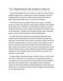 Ensayo “La importancia de nuestra cultura”
