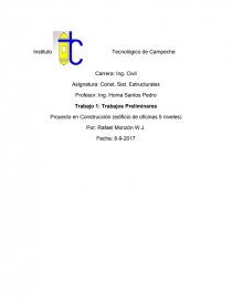 Trabajo 1: Trabajos Preliminares Proyecto en Construcción (edificio de oficinas 5 niveles). Página 1