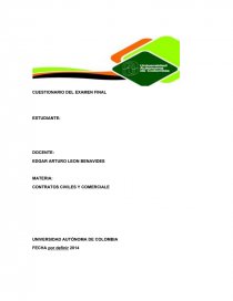 CUESTIONARIO DEL EXAMEN FINAL. Página 1