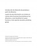 Introducción de obtención de proteínas a partir de alimentos