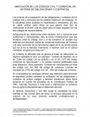 AVANCE DE LA UNIFICACIÓN DE LOS CÓDIGOS CIVIL Y COMERCIAL EN MATERIA DE OBLIGACIONES Y CONTRATOS.