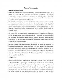 Descripción del Proyecto Plan de Terminación. Página 1